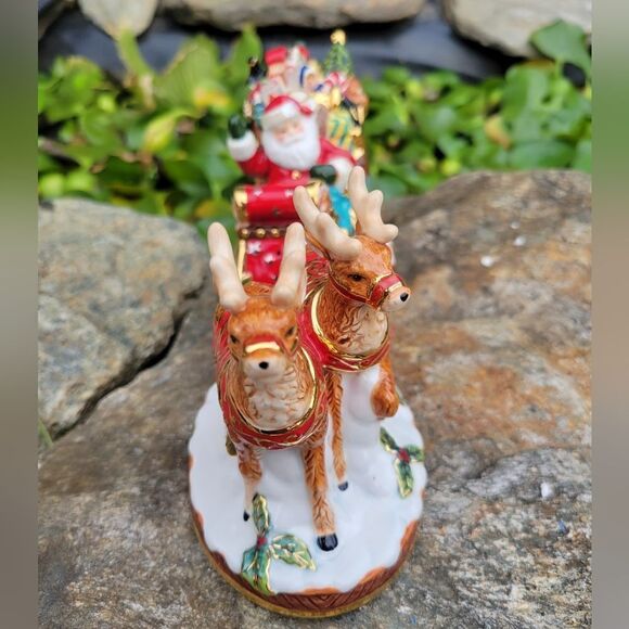 Santa Sleigh & Reindeer Salt & Pepper Shaker Christopher Radko - Picture 7 of 12